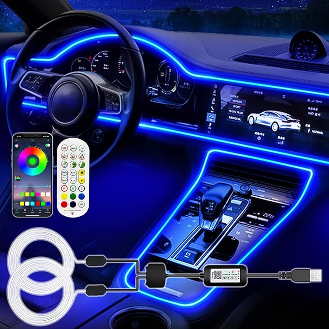 Jushope Interior Car LED Strip Lights, RGB USB Car Ambient Lighting by Jushope