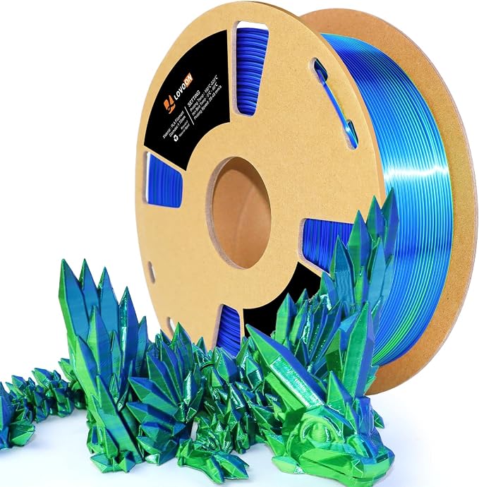 LOVOON PLA Filament 1.75mm Silk Blue Green dualcolor Change by Angle 3D by LOVOON