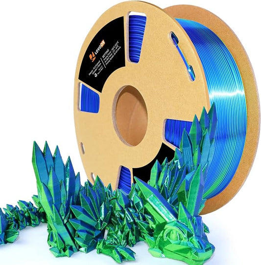 LOVOON PLA Filament 1.75mm Silk Blue Green dualcolor Change by Angle 3D by LOVOON