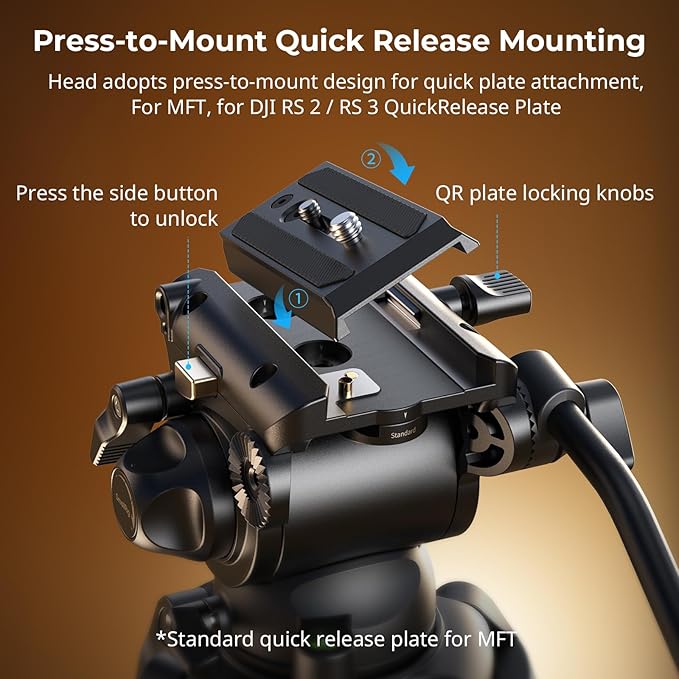 SmallRig AD-01S Video Tripod, Dual-Mode Quick Release Plate, Load up to 13.2lb - Image 4