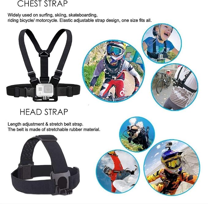 Action Camera Accessories Head Strap Mount Chest Harness Compatible - Image 5