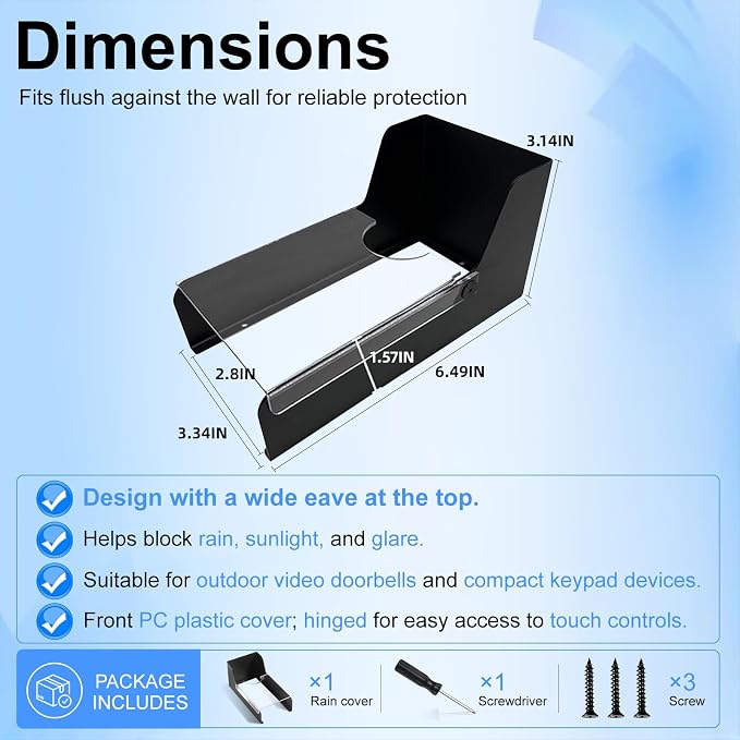 Flip Video Metal Doorbell Rain Cover Sun Shield Hood Plate, Weather Protection - Image 3