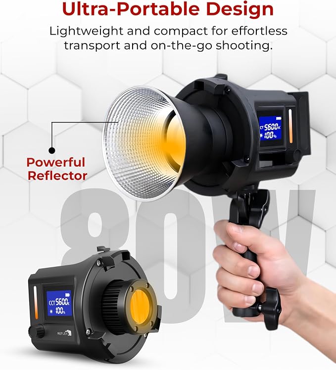REFLEX CAMERA Professional 80W Handheld LED Photography Light – Portable Studio - Image 5