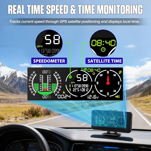 M60 Car Inclinometer for Off-Road SUV Vehicles, MPH KMH GPS Speedometer - Image 7