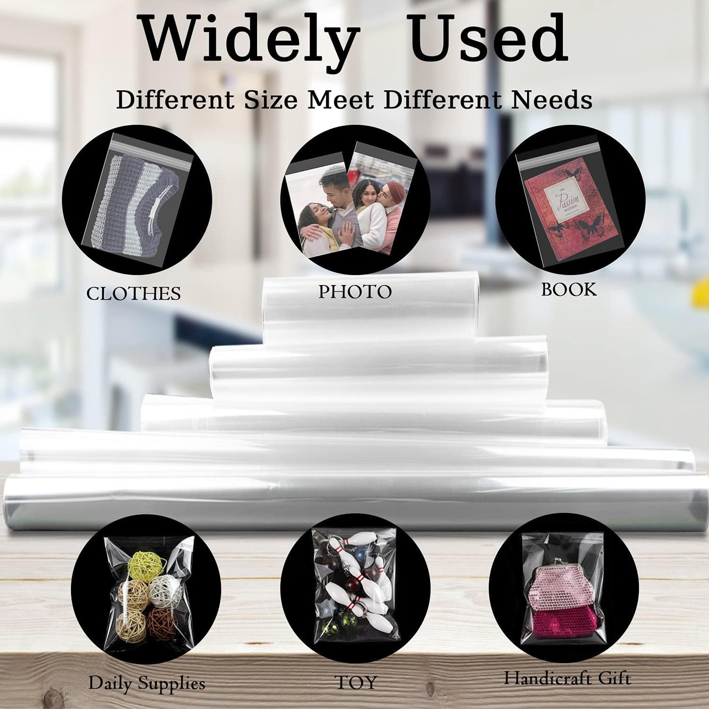 AUEAR 8" x 10" (100 Pack) Clear Plastic Sleeves - Acid Free 1.6mil Crystal Resealable Bags -Fit for 8x10 Prints & Photos, Handicraft
