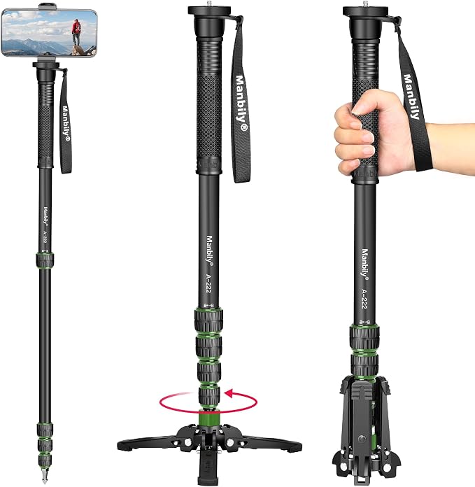 Manbily Camera Monopod with Feet, Aluminum Portable Travel Monopod with by Manbily