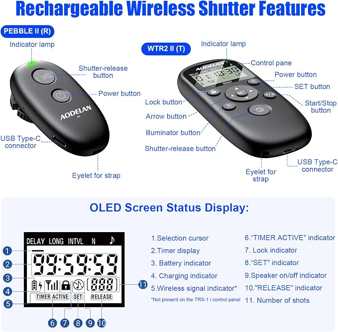 for Canon Cameras Wireless Rechargeable Timer Shutter Release Remote Control - Image 8