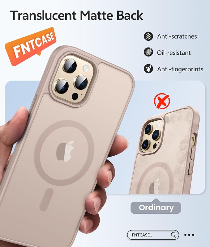 FNTCASE for iPhone 12 Pro Max Case: Translucent Matte Magnetic Phone Cover - Image 6