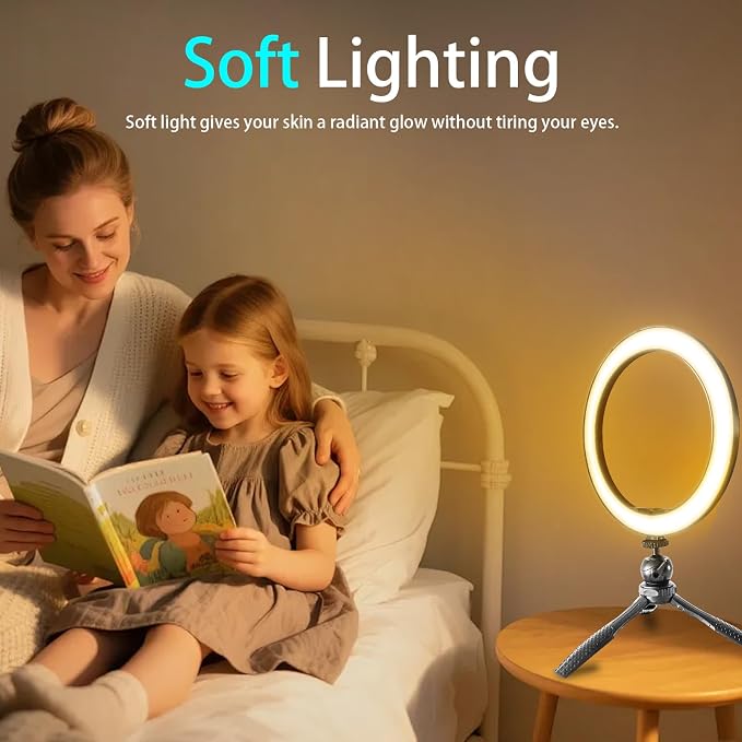 10" Desk Ring Light with Stable Tripod & Phone Holder, 120 LEDs 5-Color - Image 5