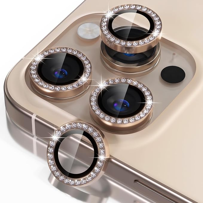 Misea Compatible for iPhone 16 Pro/iPhone 16 Pro Max Camera Lens Protector Bling by Misea