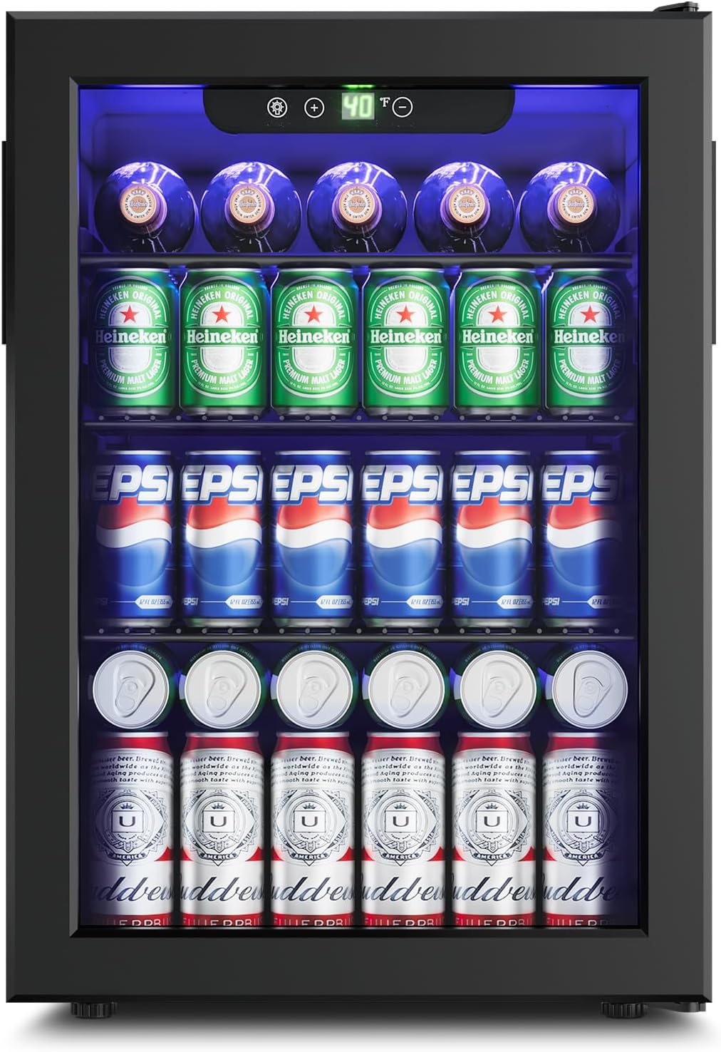 Wine Cooler Refrigerator - 24 Bottle 95 Can Mini Wine Fridge with Glass Door for Beer Soda Water Drink, Small Wine Cellar Beverage Refrigerator for Bedroom Office Home Bar Dorm, 2.6 Cu.Ft