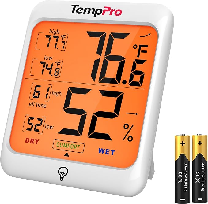 TempPro TP53 Digital Hygrometer Indoor Thermometer by TempPro