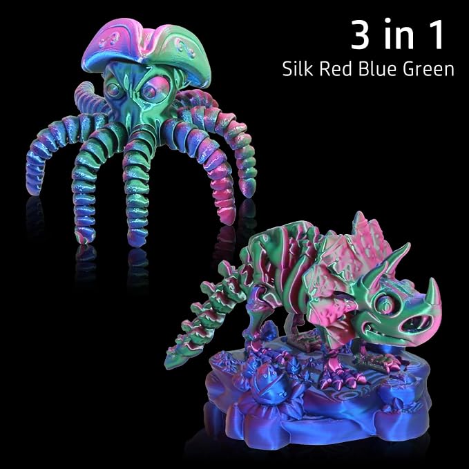 LOVOON 3D Printer Filament, Tricolor PLA Filament 1.75mm Silk Rainbow Filament - Image 3