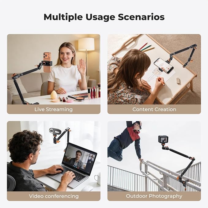 K&F CONCEPT 22" Magic Arm Clamp Kit, Overhead Desk Camera Mount, Long - Image 6