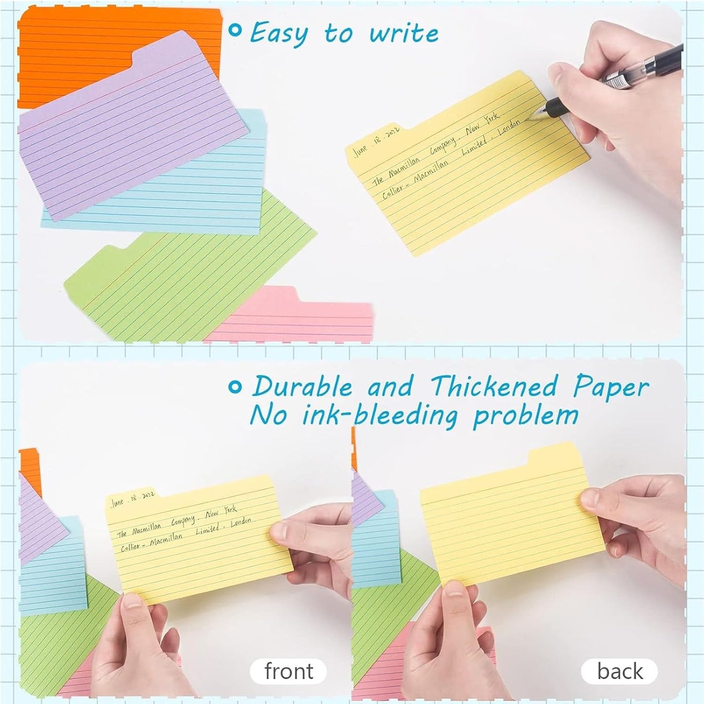 Koogel Index Cards 3x5, 252PCS Colored Flash Card Dividers with Tabs, Dividers Notecards Memo Scratch Pad for Studying Color Coding Project School Supplies Learning Recipe Note Taking To Do List