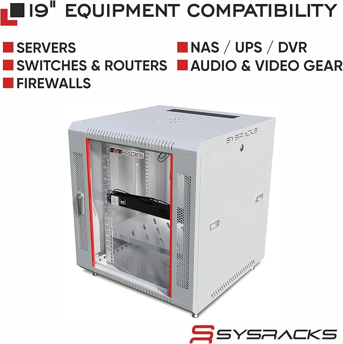 12U Wall Mount Server Rack Cabinet – 19" Network Rack Enclosure, PDU & Shelf - Image 9