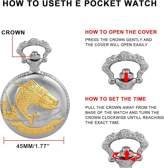 Men's Pocket Watch, Arabic Digital Dial Pocket Watches - Image 6