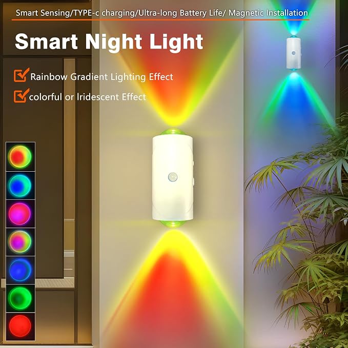 LED Wireless Wall Sconce with 7 Colors Changing, Motion Sensor Light Indoor - Image 2