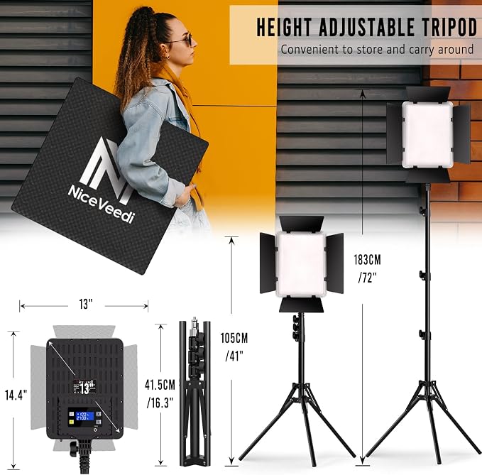 NiceVeedi 2-Pack Photography Lighting Kit, 36W Bi-Color Studio Lights - Image 6