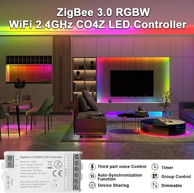 ZigBee 3.0 LED Controller C04Z RGBW LED Strip Bulb Dimmer Compatible - Image 4
