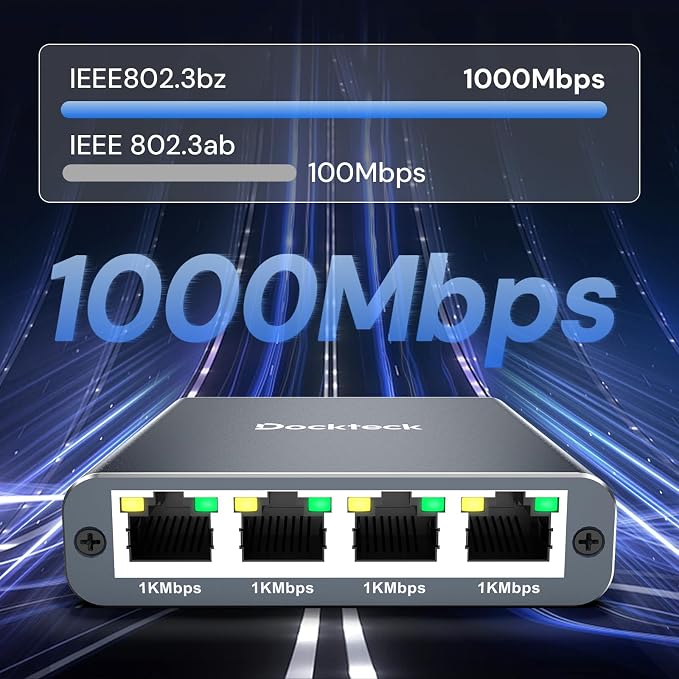Ethernet Splitter 1 to 4 1000Mbps, Dockteck Internet Cable Splitter 1 in 4 Out - Image 3