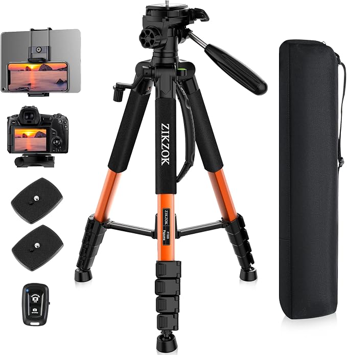 75inch Camera Tripod for ipad iPhone, Heavy Duty Aluminum Tripod by ZIKZOK