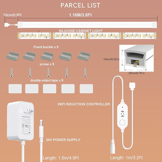 42inch WiFi Night Light Radar Motion Sensor Silicone LED Under Cabinet Lights - Image 7