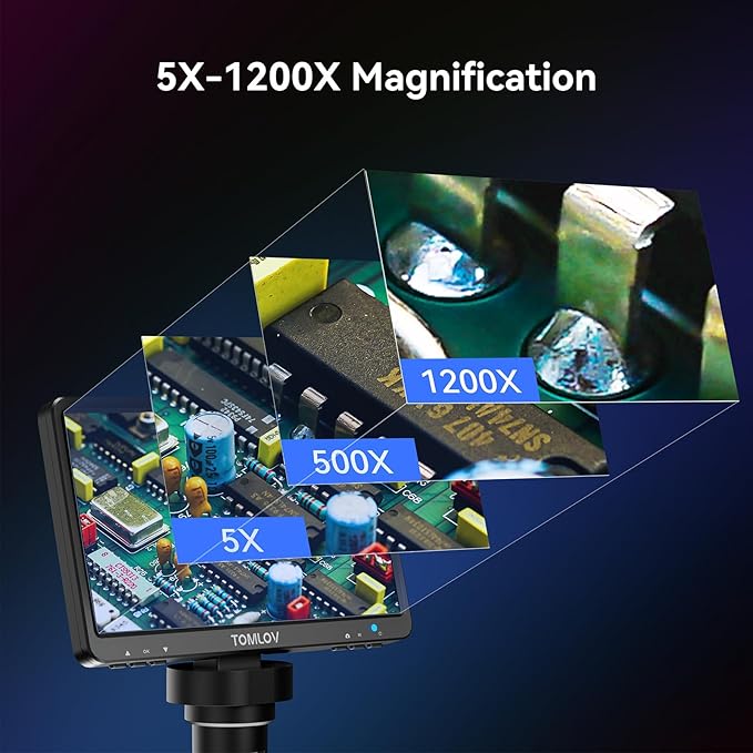 TOMLOV DM9 7" Digital Microscope: 1080P 1200X Coin Microscope Magnifier - Image 2