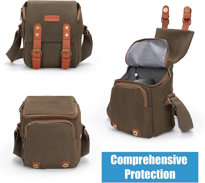 CADeN Compact Camera Bag Case Canvas Leather Trim Compatible - Image 3