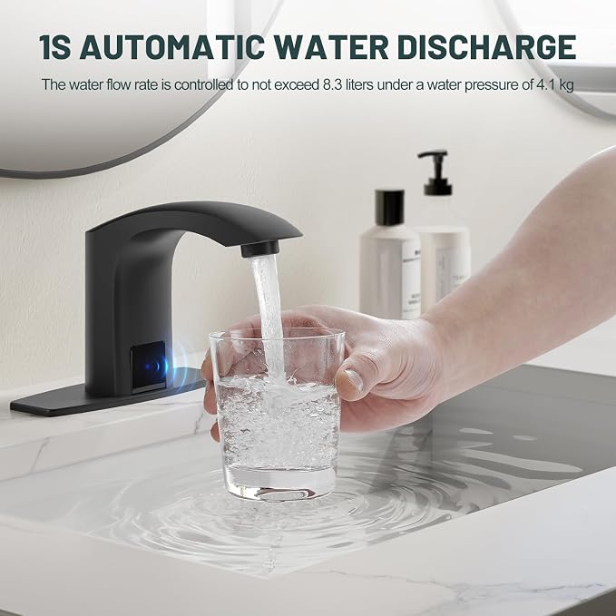 Touchless Bathroom Sink Faucets, Matte Black - Image 4