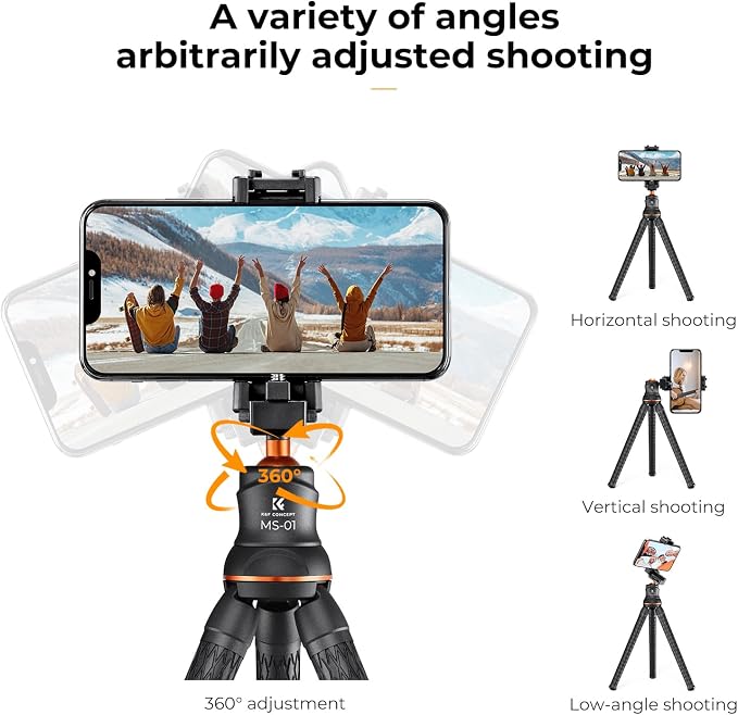 K&F CONCEPT MS01 Mini Tripod Stand, Flexible Camera Cellphone Tripod - Image 5