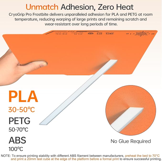 BIQU Cryogrip Pro Frostbite Matte Orange Cold Build Plate - Image 2
