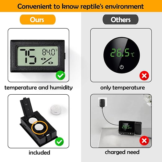 2 PCS Rectangle Reptile Thermometer and Humidity Gauge - Image 5