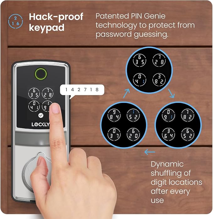Lockly Secure Pro Smart Lock, 0.2s AI Fingerprint Door Lock, Patented PIN Genie - Image 5