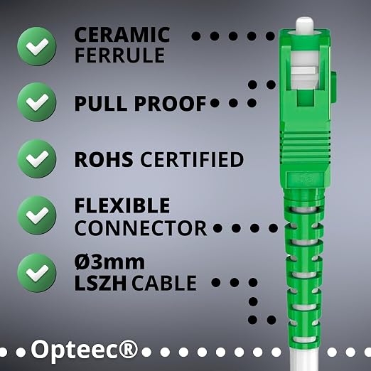 opteec® - Shielded Fibre Optic Cable - 15M - ORANGE/SFR/BOUYGUES/SOSH/RED by - Image 7