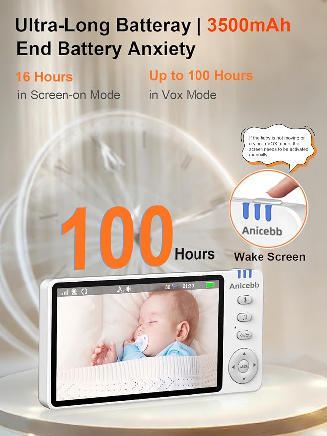 5" HD Video Baby Monitor with 2 Camera and Audio, No WiFi Hack-Proof Security - Image 2