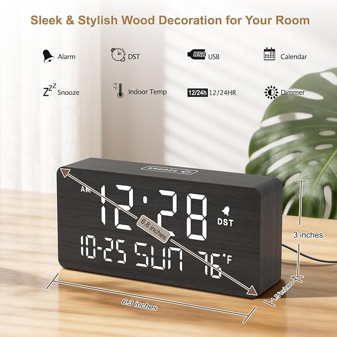 DreamSky Wooden Digital Alarm Clocks - Image 2
