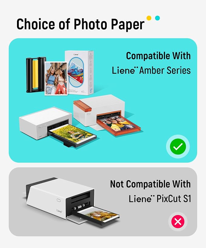 Liene Amber M100/M200/M110/M210 4x6'' Photo Printer Paper & Cartridge, 1 - Image 2