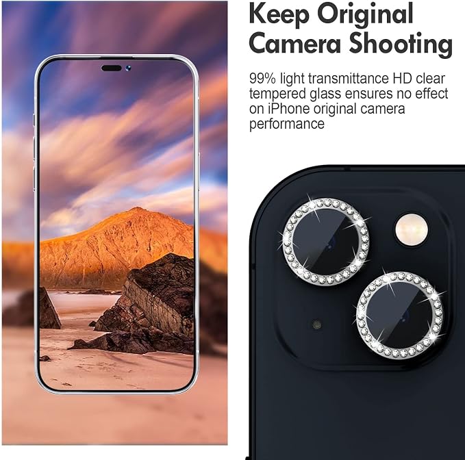for iPhone 14 / iPhone 14 Plus Camera Lens Protector Bling, 9H Hardness - Image 4