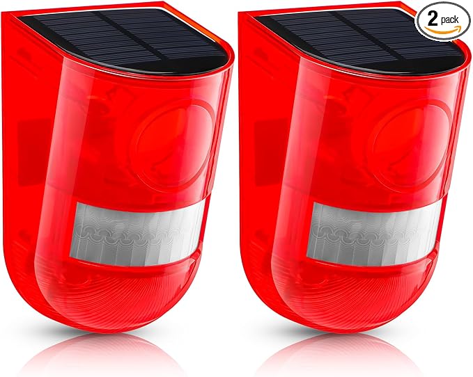 Qualirey Solar Sound and Light Alarm Motion Sensor 129db Outdoor Security Siren by Acomfortablehomestartshere