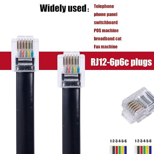 RJ12 Cable Phone Cord RJ12 6P6C Male to Male Straight Wired - Image 6