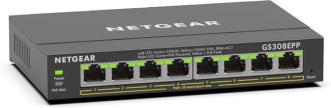 NETGEAR 8 Port PoE Gigabit Ethernet Easy Smart Managed Essentials Switch - by NETGEAR