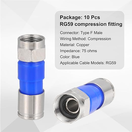 MECCANIXITY 10 Pcs F Type Coaxial Cable Compression Connectors, 75 Ohm Copper - Image 3