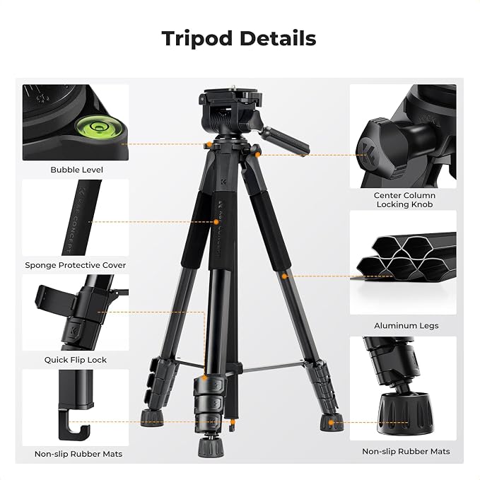 K&F CONCEPT Camera Tripod, Cellphone Clip - Image 9