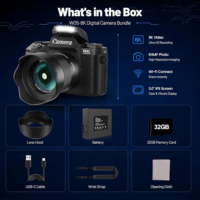 8K Digital Camera, 64MP WiFi Cameras - Image 9