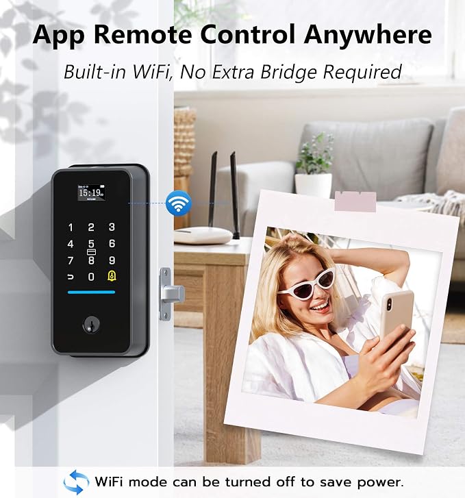 Anweller Smart Deadbolt Lock, WiFi Fingerprint Keyless Entry Door Lock - Image 5