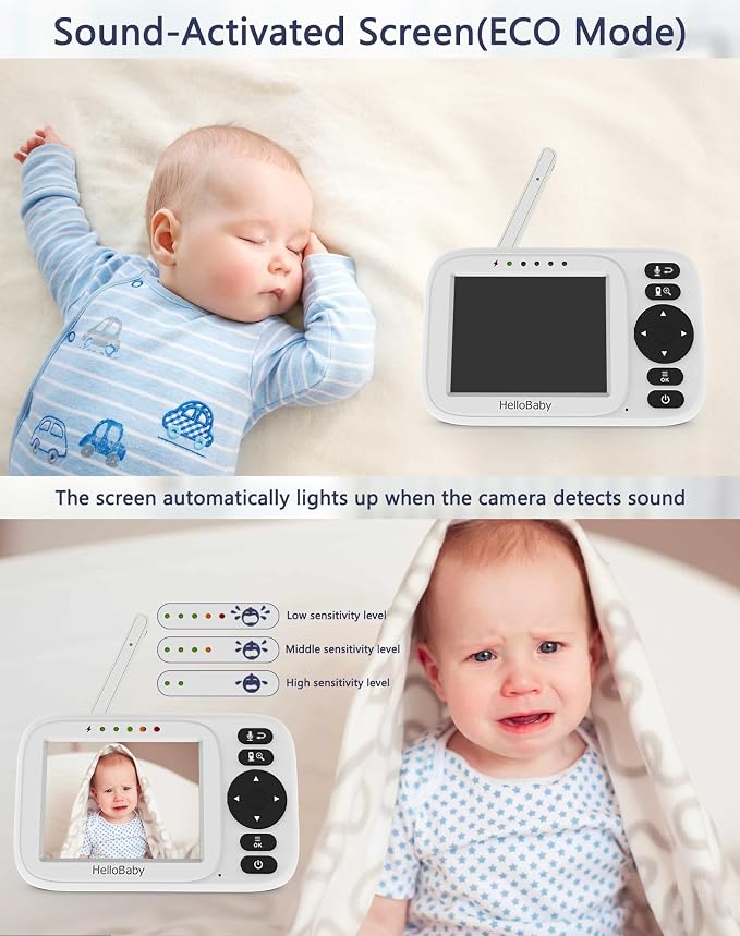 HelloBaby Baby Monitor with Camera and Audio, 3.2'' No WiFi Baby Monitor - Image 5