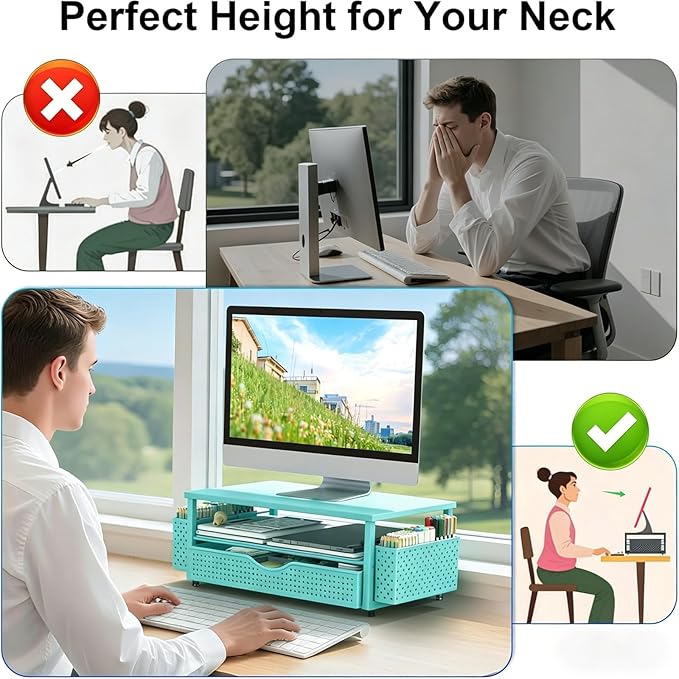 Spacrea Desk Organizer and Accessories, Computer Monitor Stand Riser - Image 3