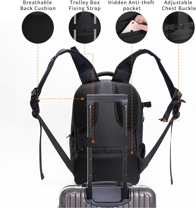 Camera Backpack Hard Shell Imitation Carbon Fiber DSLR, Waterproof Shockproof - Image 7