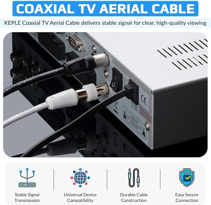Coaxial Aerial F Connector Male Plug to RF M-Male Cable - Image 3